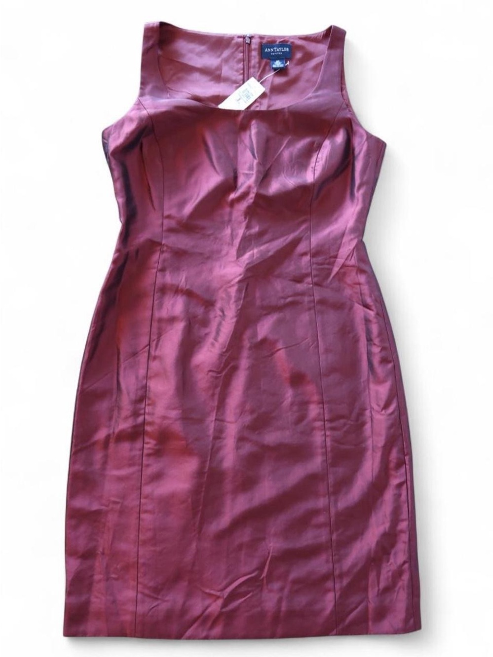 Ann Taylor Burgundy Silk Shift Dress
